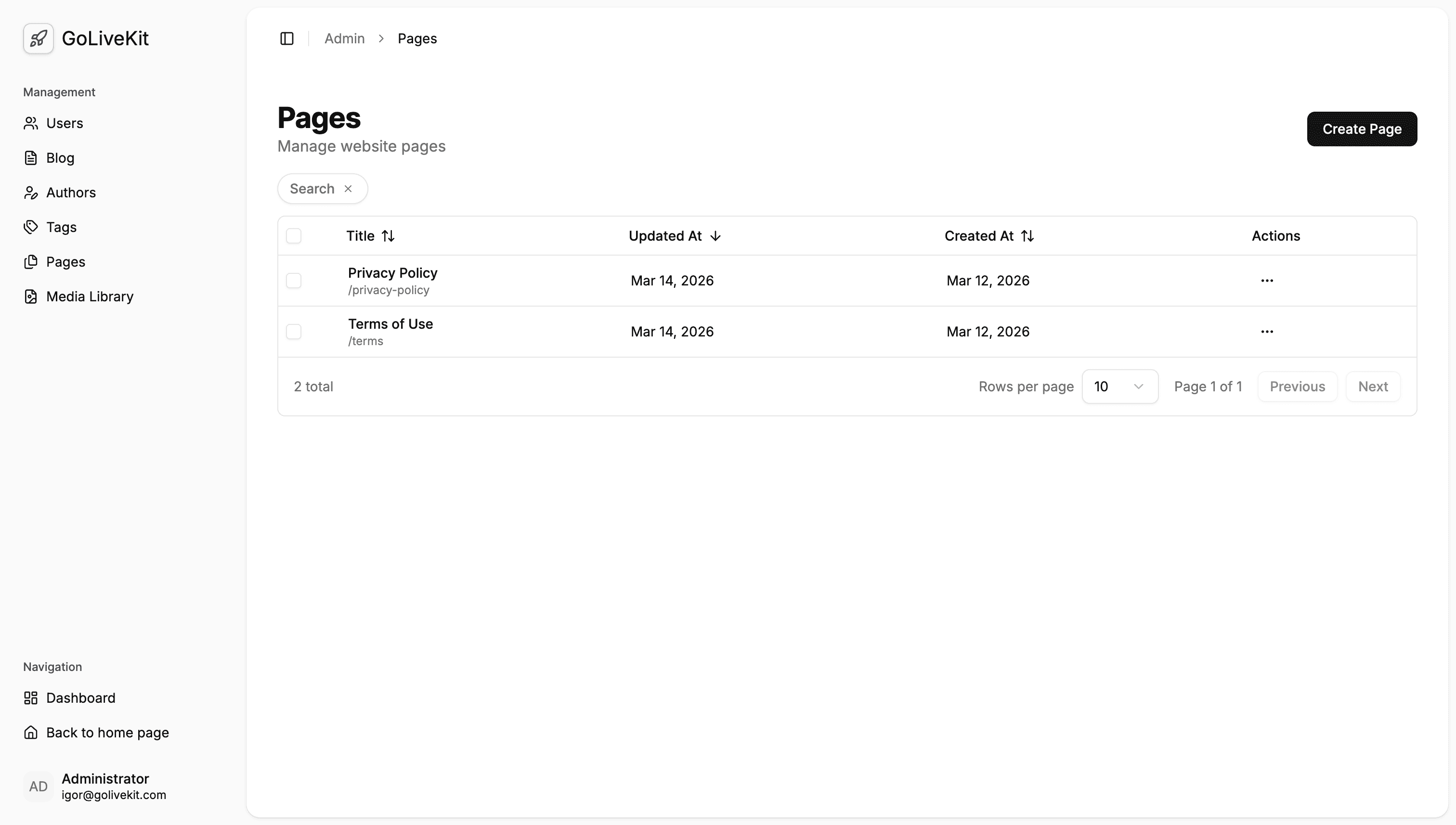 Admin Dashboard