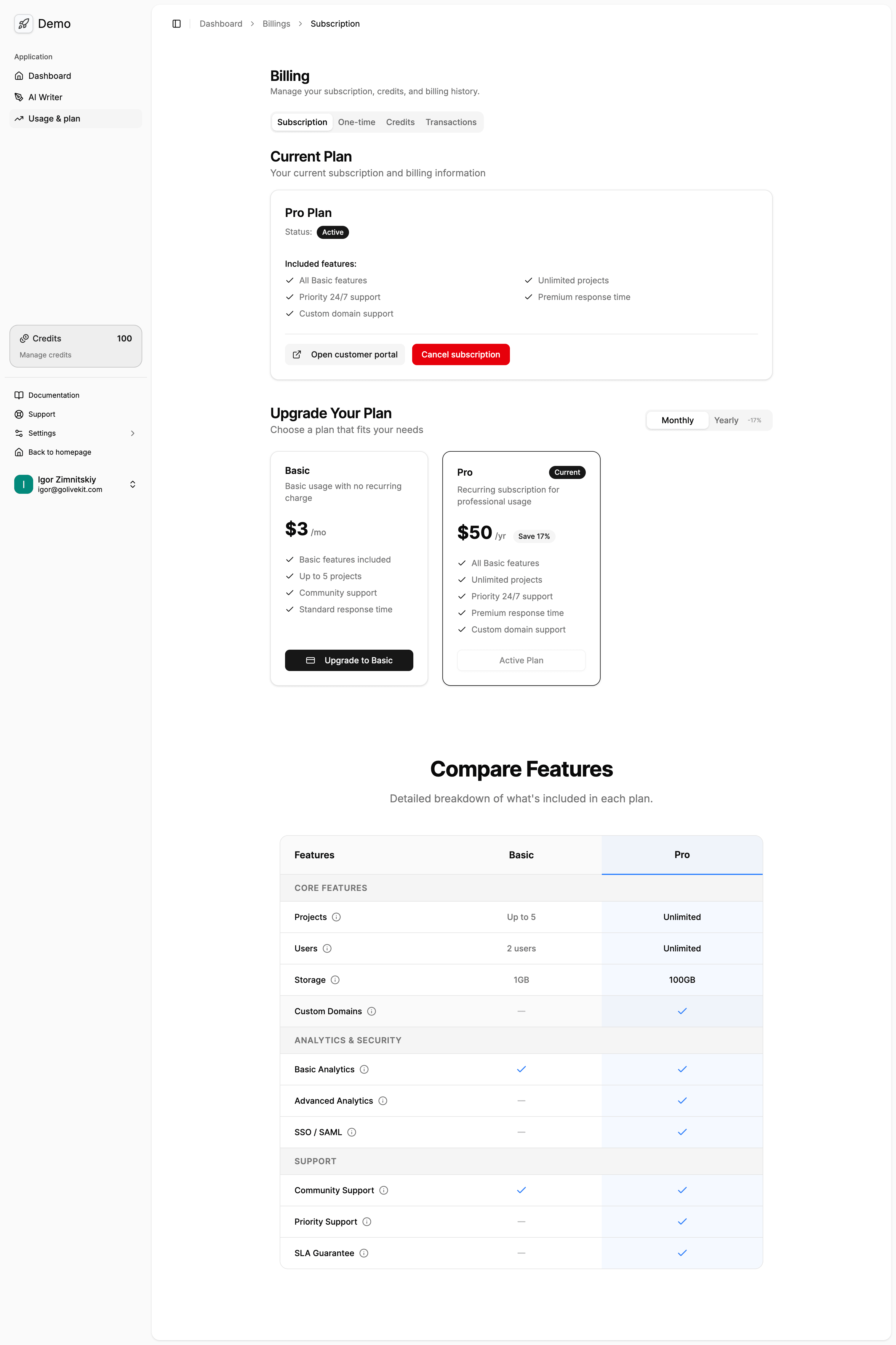 Subscriptions Management